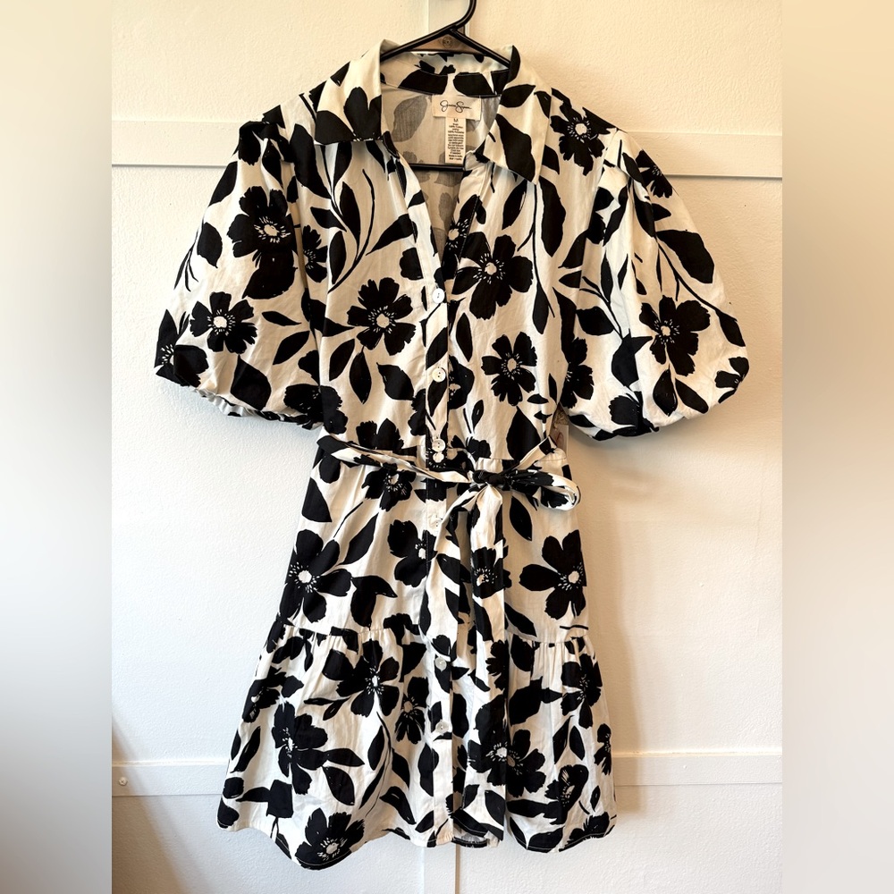 Jessica Simpson Black and White Floral Dress